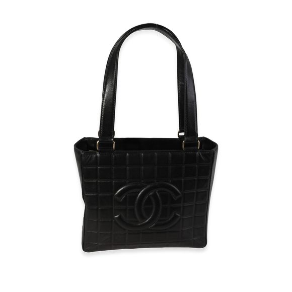 Chanel Vintage Black Lambskin Chocolate Bar CC Tote - Picture 1 of 7